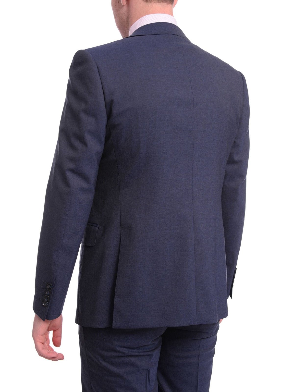 Napoli Sale Suits Men's Napoli Slim Fit Solid Blue Two Button Half Canvassed Italian Wool Suit