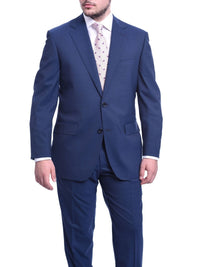 Thumbnail for Napoli Sale Suits Napoli Classic Fit Solid Blue Two Button Half Canvassed Wool Suit