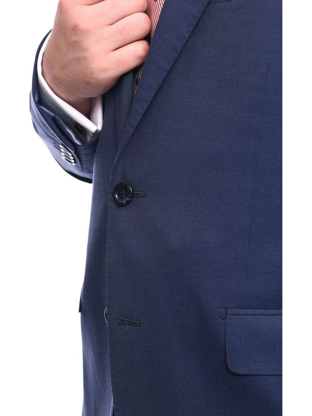 Napoli Sale Suits Napoli Classic Fit Solid Blue Two Button Half Canvassed Wool Suit