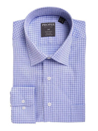 Thumbnail for P.S. Shirts Mens Classic Fit Blue Check With Mini Diamonds Spread Collar Cotton Dress Shirt