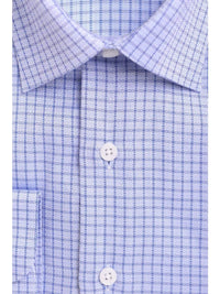 Thumbnail for P.S. Shirts Mens Classic Fit Blue Check With Mini Diamonds Spread Collar Cotton Dress Shirt