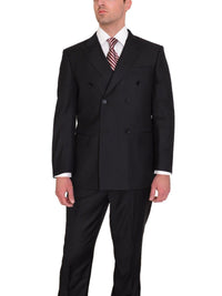 Thumbnail for Private Label TWO PIECE SUITS Classic Fit Double Breasted Solid Black Wool Suit