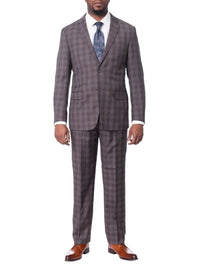 Thumbnail for Prontomoda TWO PIECE SUITS Prontomoda Mens Brown Plaid 100% Wool Slim Fit Suit