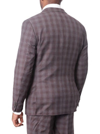 Thumbnail for Prontomoda TWO PIECE SUITS Prontomoda Mens Brown Plaid 100% Wool Slim Fit Suit