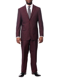 Thumbnail for Prontomoda TWO PIECE SUITS Prontomoda Mens Burgundy Red Striped 100% Merino Wool Regular Fit Suit