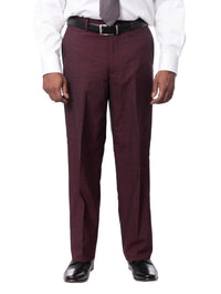 Thumbnail for Prontomoda TWO PIECE SUITS Prontomoda Mens Burgundy Red Striped 100% Merino Wool Regular Fit Suit