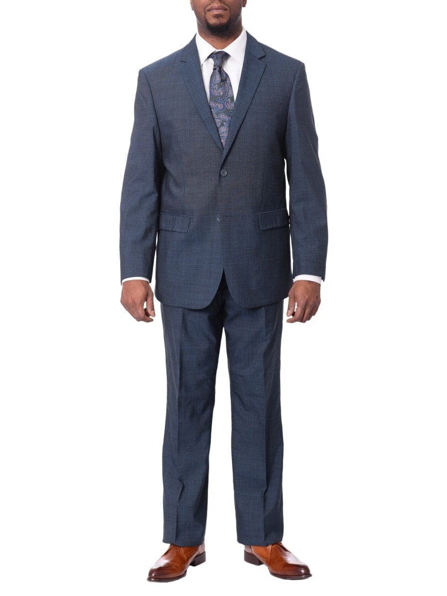 Prontomoda TWO PIECE SUITS Prontomoda Mens Teal Blue 100% Merino Wool Regular Fit Suit