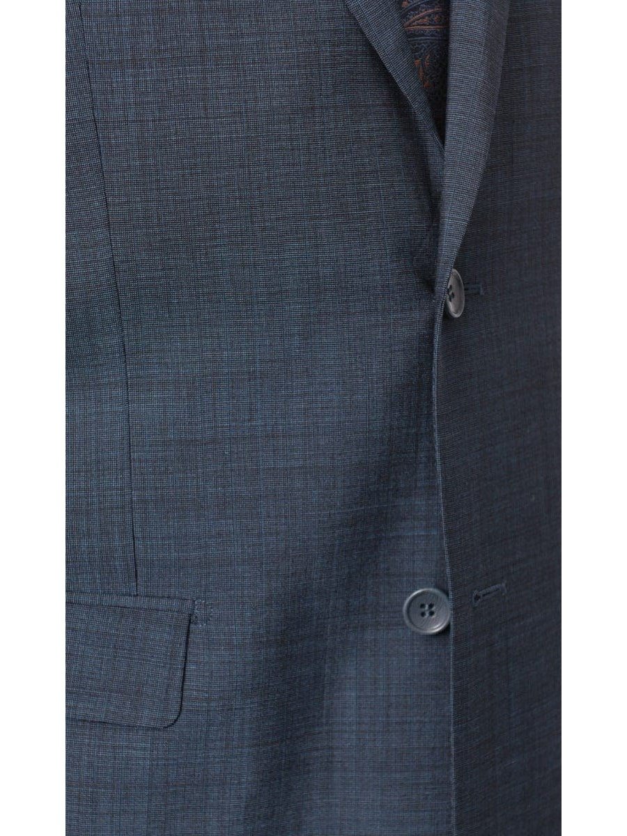 Prontomoda TWO PIECE SUITS Prontomoda Mens Teal Blue 100% Merino Wool Regular Fit Suit