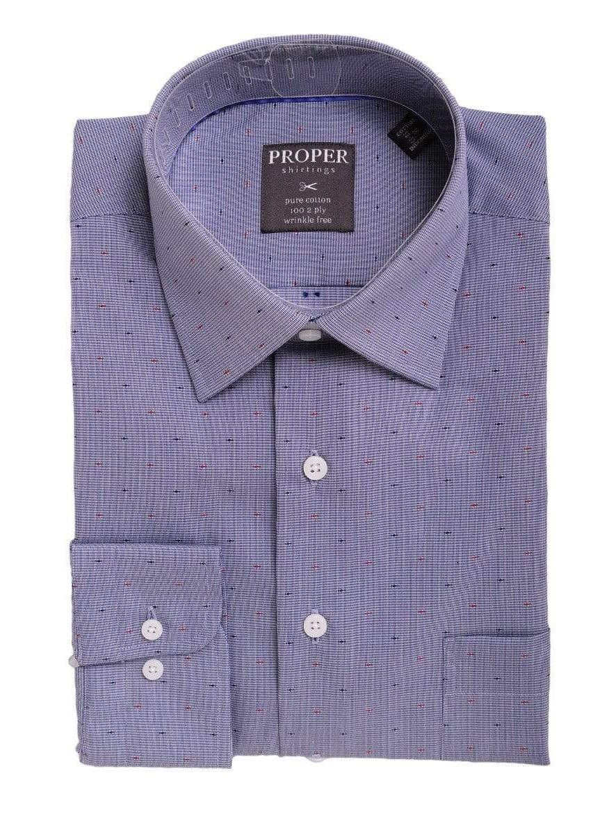 Proper Shirtings SHIRTS 14 1/2 32/33 Mens Classic Fit Blue Mini Herringbone Spread Collar Cotton Dress Shirt