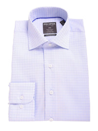 Thumbnail for Proper Shirtings SHIRTS 14 1/2 32/33 Mens Slim Fit Blue Plaid Spread Collar 100 2 Ply Wrinkle Free Cotton Dress Shirt