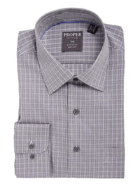 Thumbnail for Proper Shirtings SHIRTS 15 1/2 / 32/33 Men's Cotton Gray Plaid Check Classic Fit Spread Collar Dress Shirt