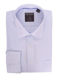 Thumbnail for Proper Shirtings SHIRTS 16 32/33 Mens Light Blue Striped Spread Collar 100 2ply Wrinkle Free Cotton Dress Shirt