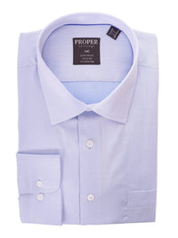 Thumbnail for Proper Shirtings SHIRTS 17 36/37 Classic Fit Blue Textured Spread Collar 100 2ply Wrinkle Free Cotton Dress Shirt