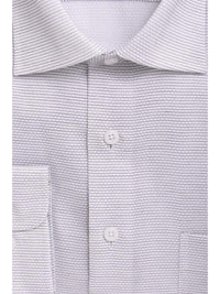 Thumbnail for Proper Shirtings SHIRTS Mens Classic Fit White With Black Texture Weave Spread Collar Cotton Dress Shirt