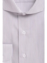 Thumbnail for Proper Shirtings SHIRTS Mens Slim Fit Gray & White Striped Spread Collar Cotton Dress Shirt