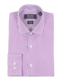 Thumbnail for Proper Shirtings SHIRTS Slim Fit Orchid Pink Striped Spread Collar 2 Ply Cotton Dress Shirt