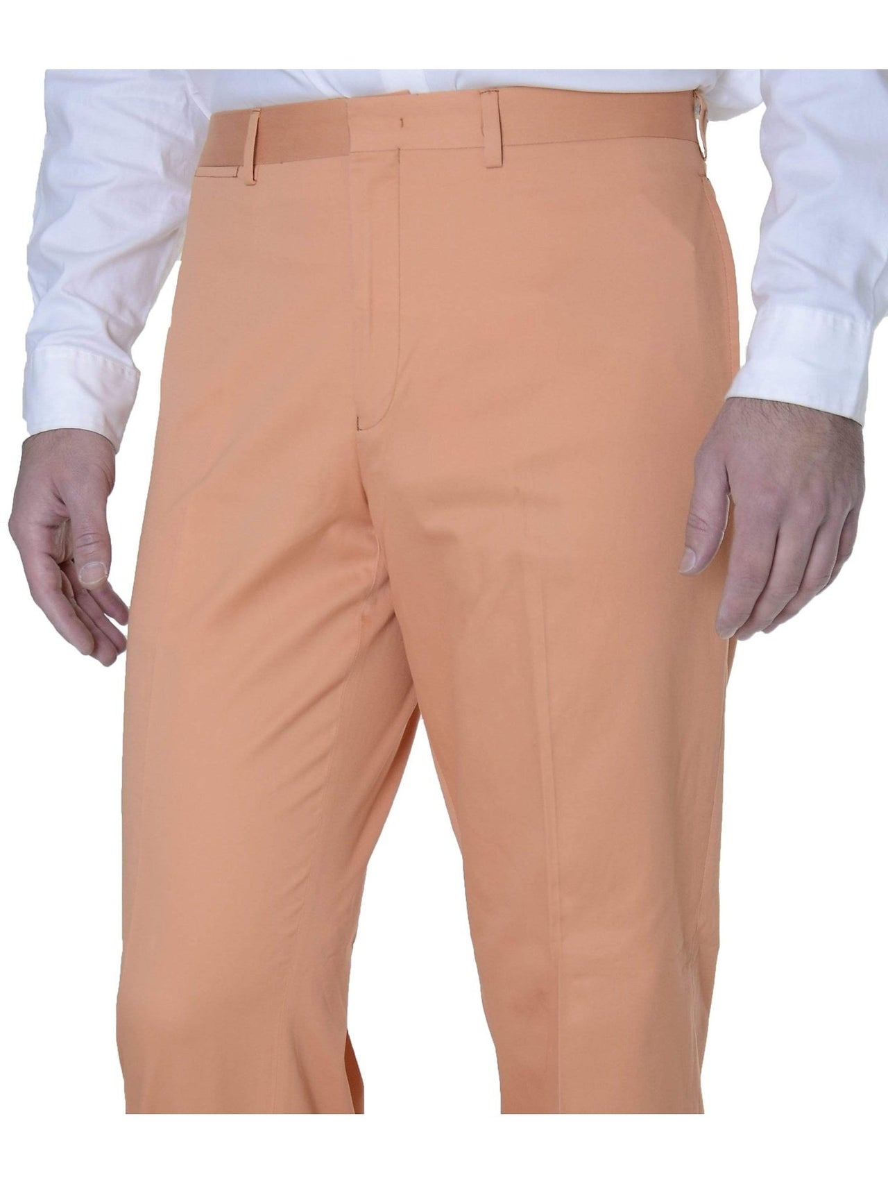 Ralph Lauren Silver Label Trim Fit Cantaloupe Orange Flat Front Cotton Pants - The Suit Depot