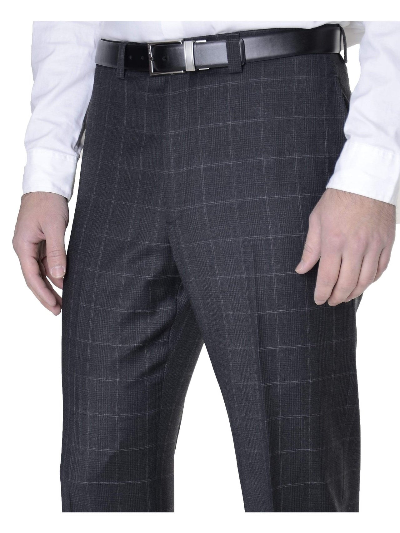 Ralph Lauren PANTS Ralph Lauren Charcoal Gray Glen Plaid Windowpane Flat Front Wool Dress Pants