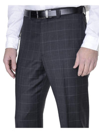 Thumbnail for Ralph Lauren PANTS Ralph Lauren Charcoal Gray Glen Plaid Windowpane Flat Front Wool Dress Pants