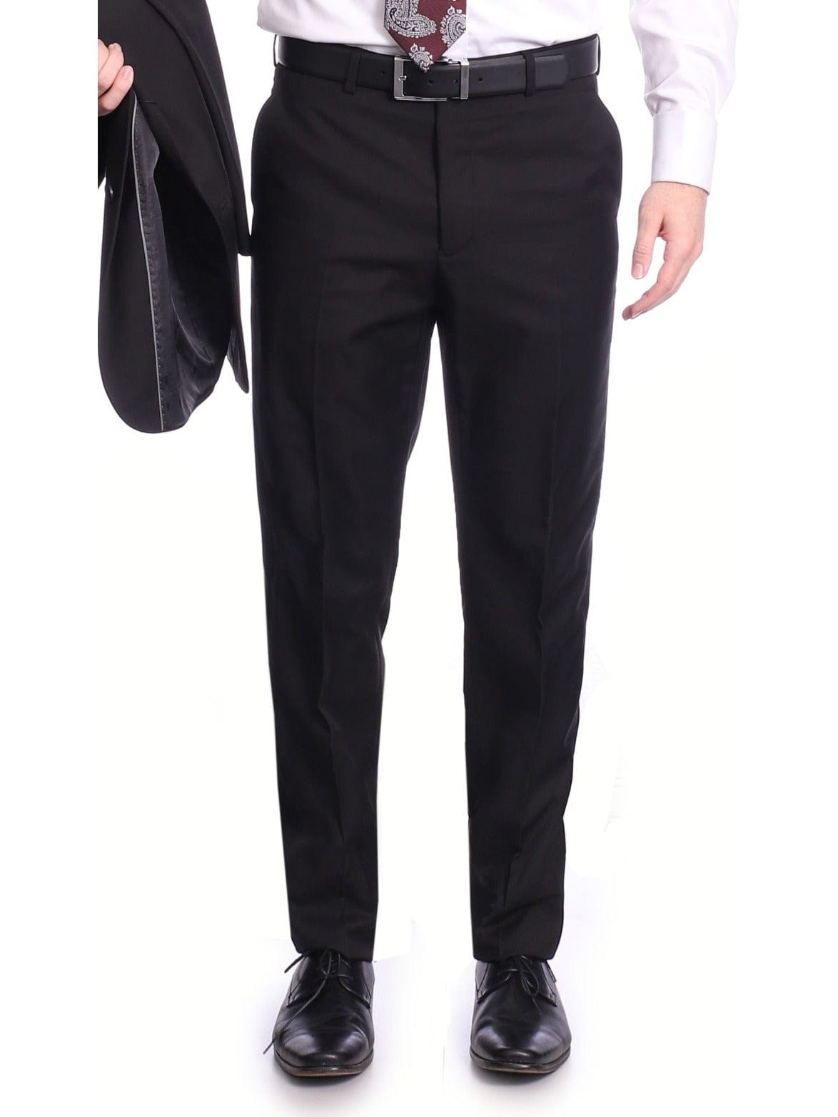 Raphael Bestselling Items Raphael Men's Regular Classic Fit Solid Black 2 Button Mens Wool-touch Suit