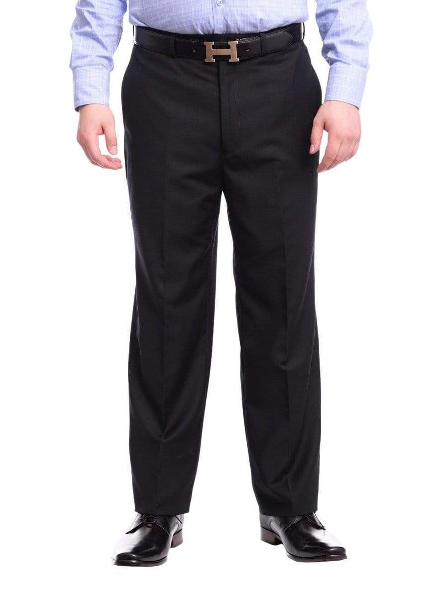 Men's Washable Flat Front Classic Fit Navy Blue Dress Pants