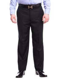 Thumbnail for Men's Washable Flat Front Classic Fit Navy Blue Dress Pants