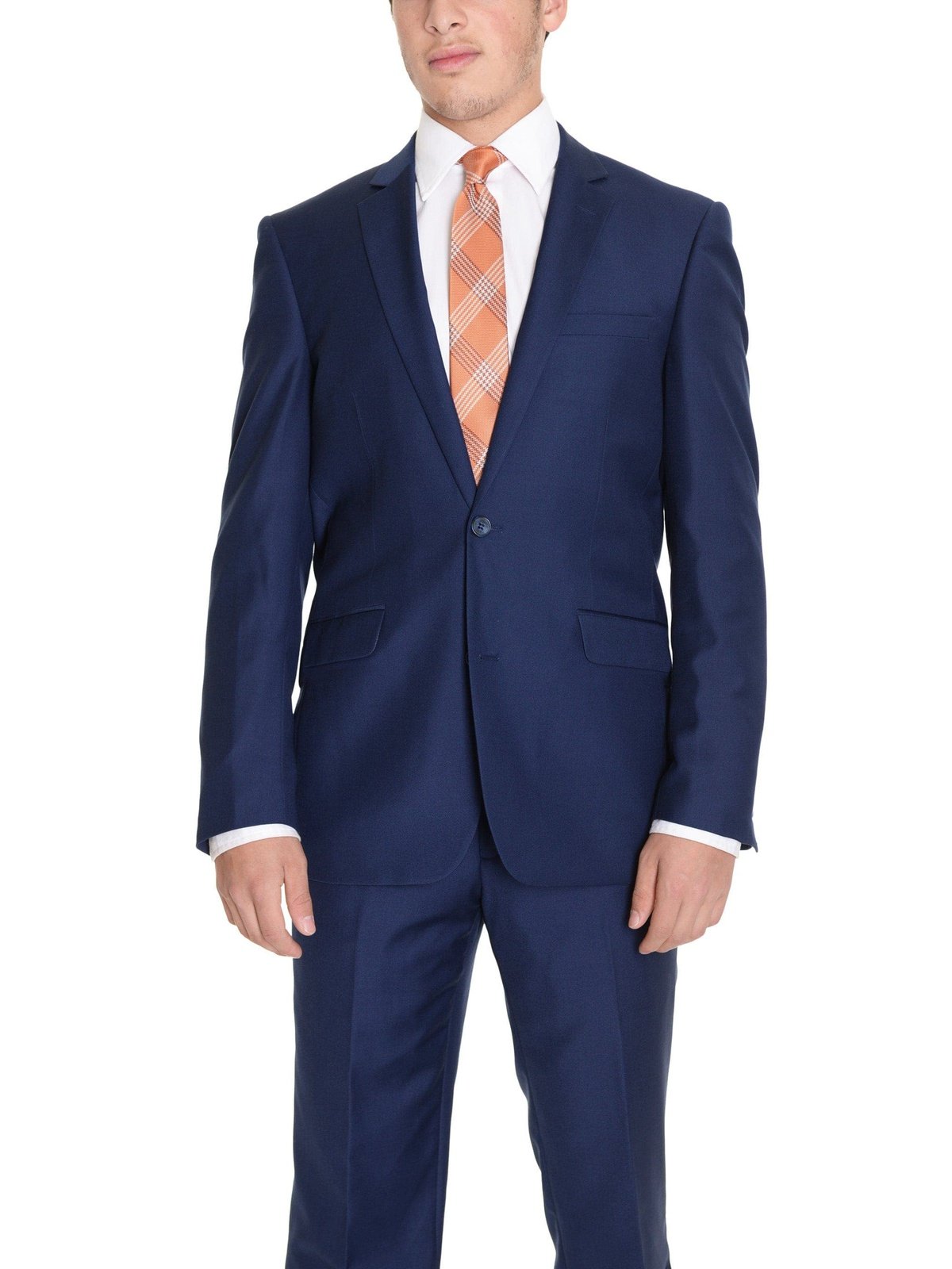 Raphael Sale Suits Raphael Regular Fit Solid Blue Two Button Suit