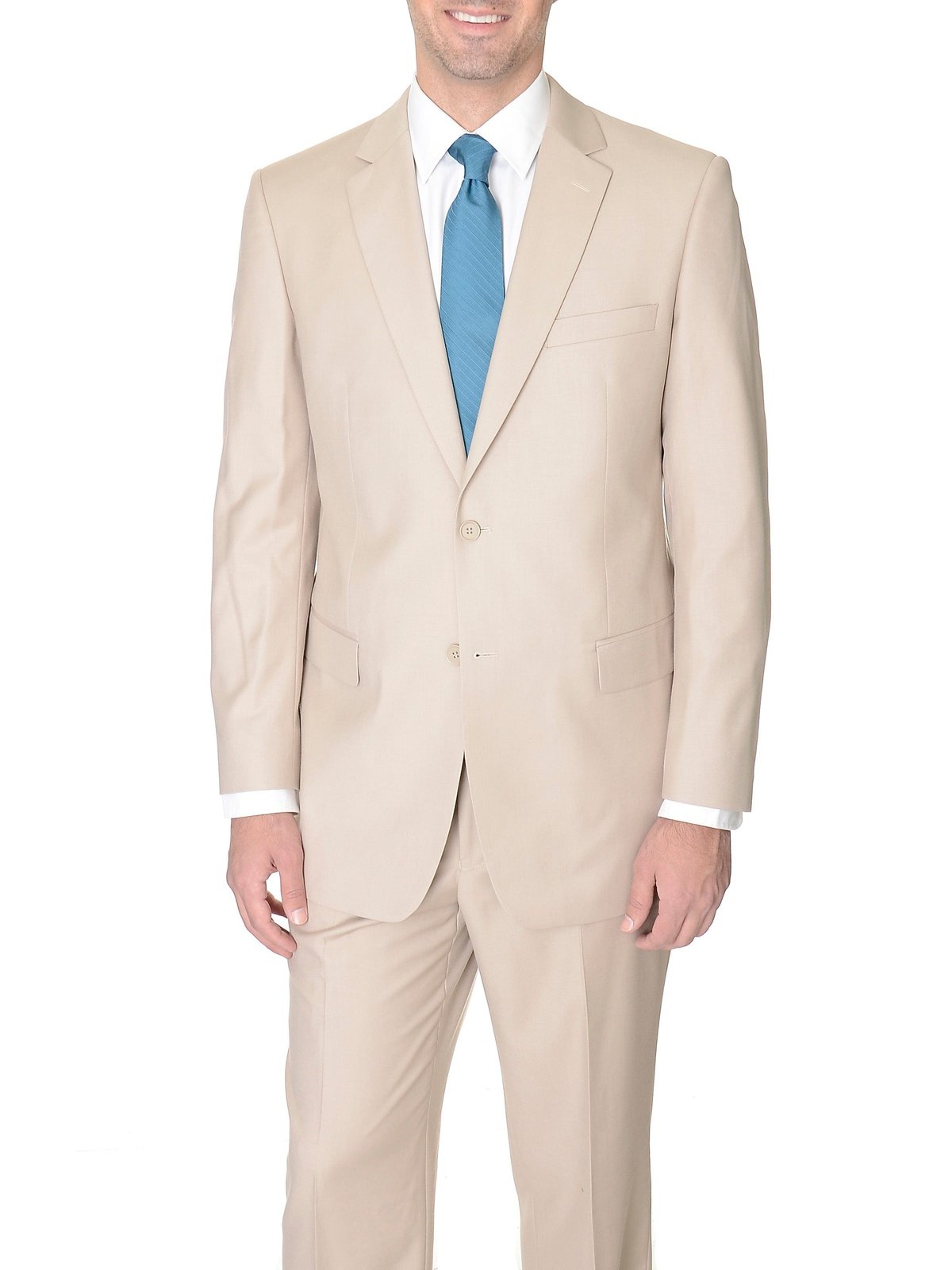 Raphael SUITS Raphael Mens Tan Regular Fit Suit