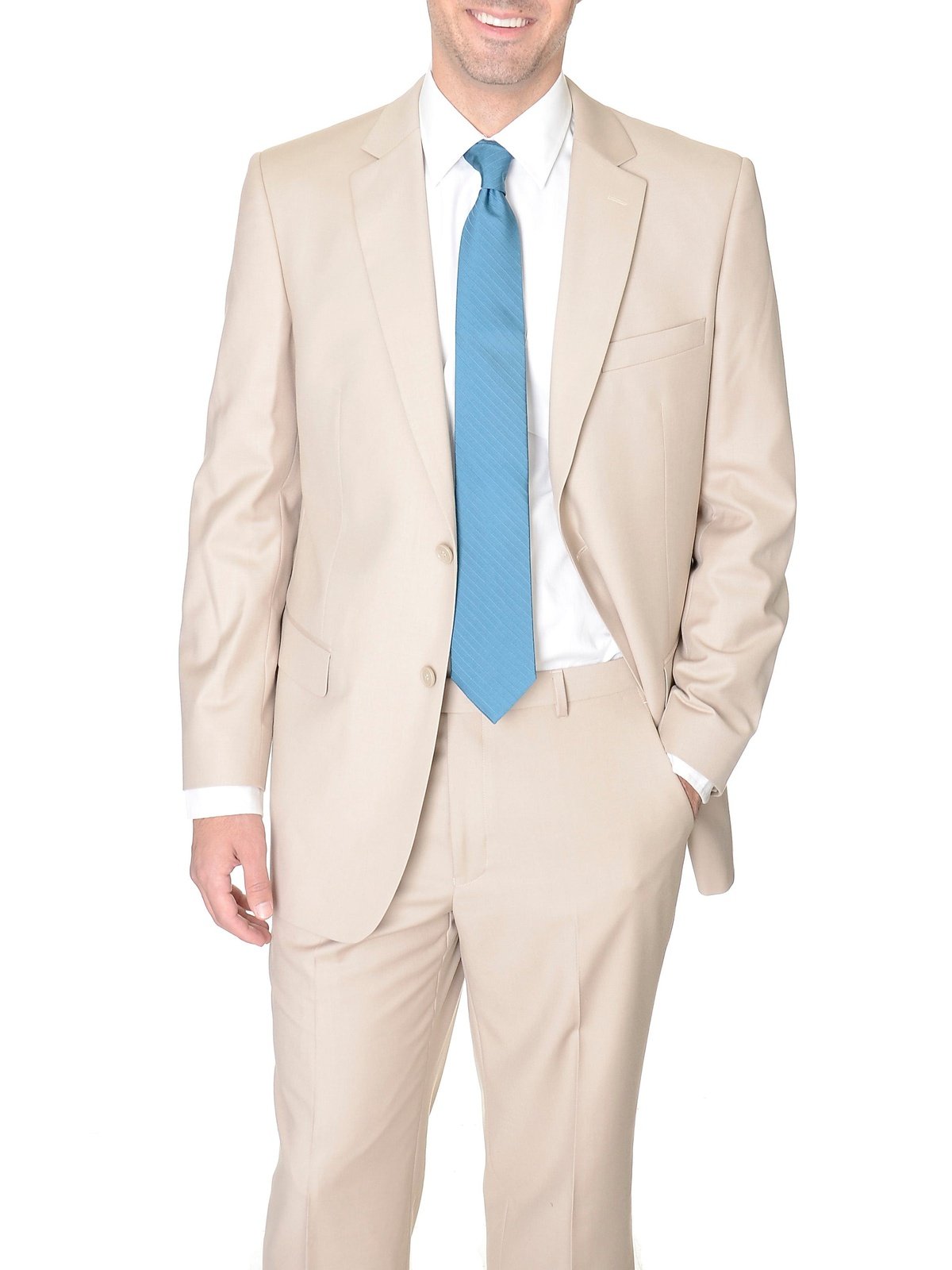 Raphael SUITS Raphael Mens Tan Regular Fit Suit