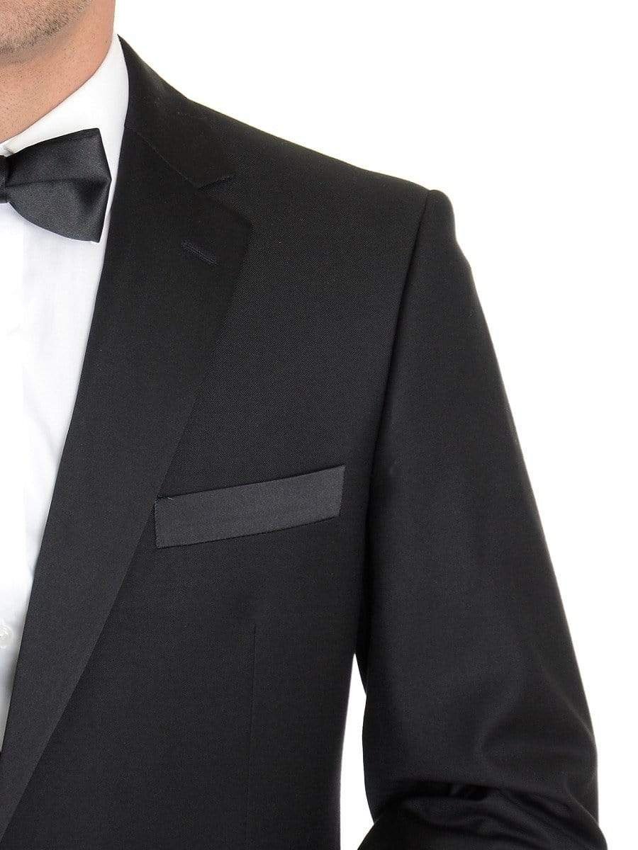 Raphael TUXEDOS Raphael Regular Fit Solid Black Two Button Wool Tuxedo Suit