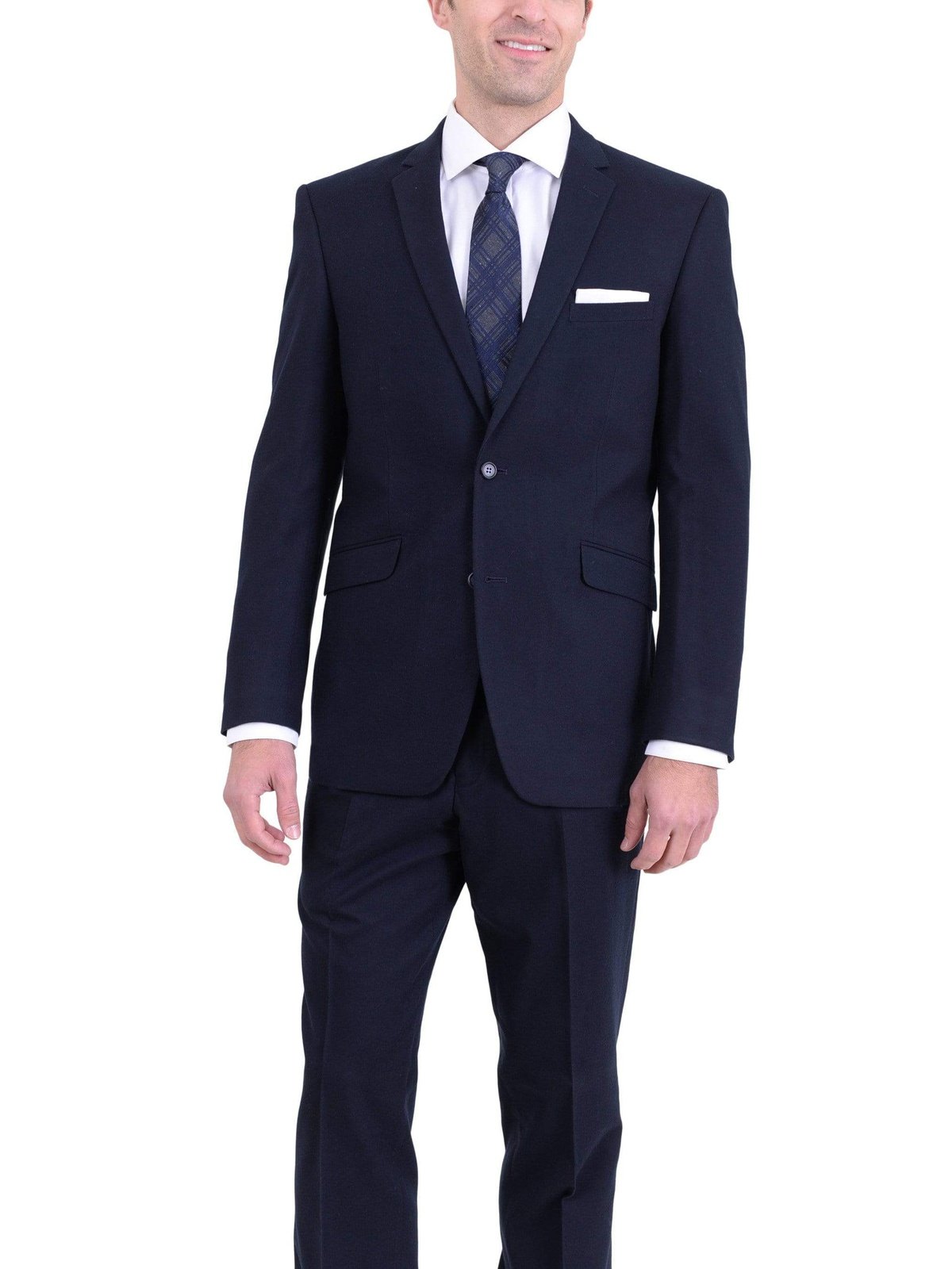 Raphael TWO PIECE SUITS 36S Men's Raphael Slim Fit Solid Navy Blue Two Button Wool Formal Business Suit