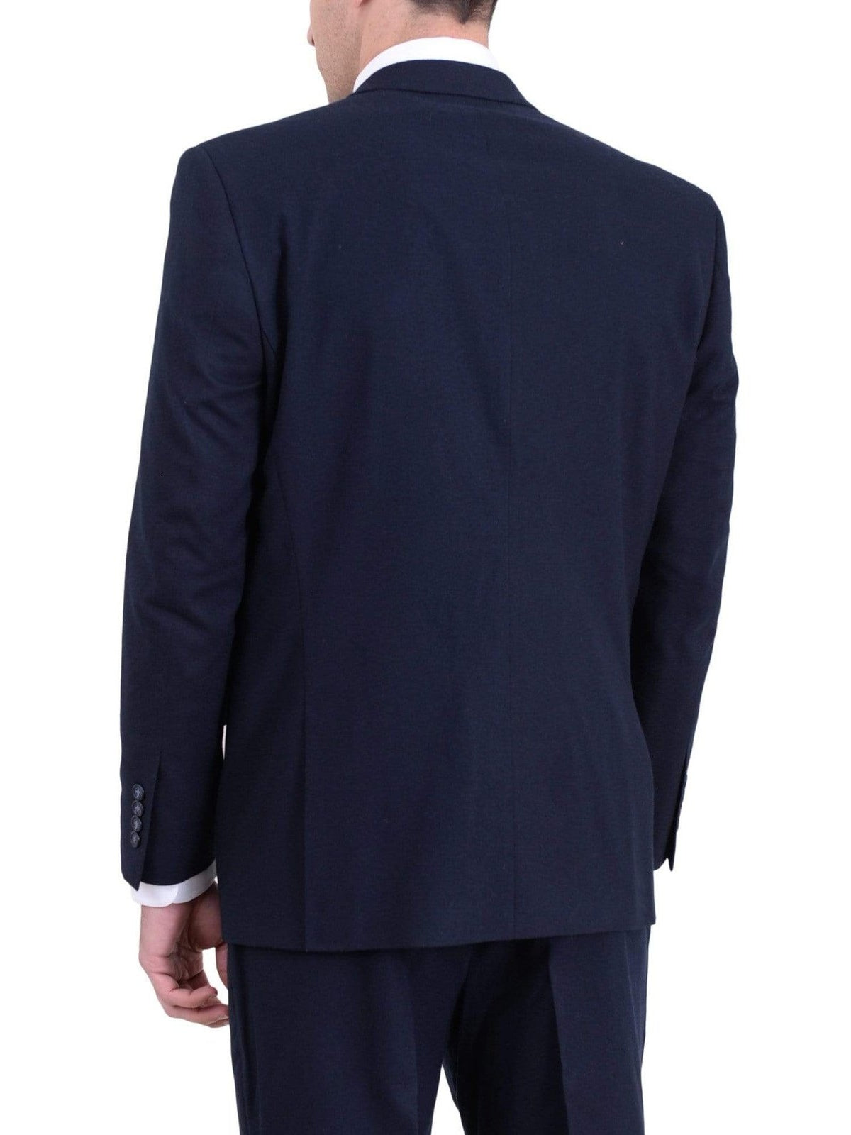 Raphael TWO PIECE SUITS Men's Raphael Slim Fit Solid Navy Blue Two Button Wool Formal Business Suit