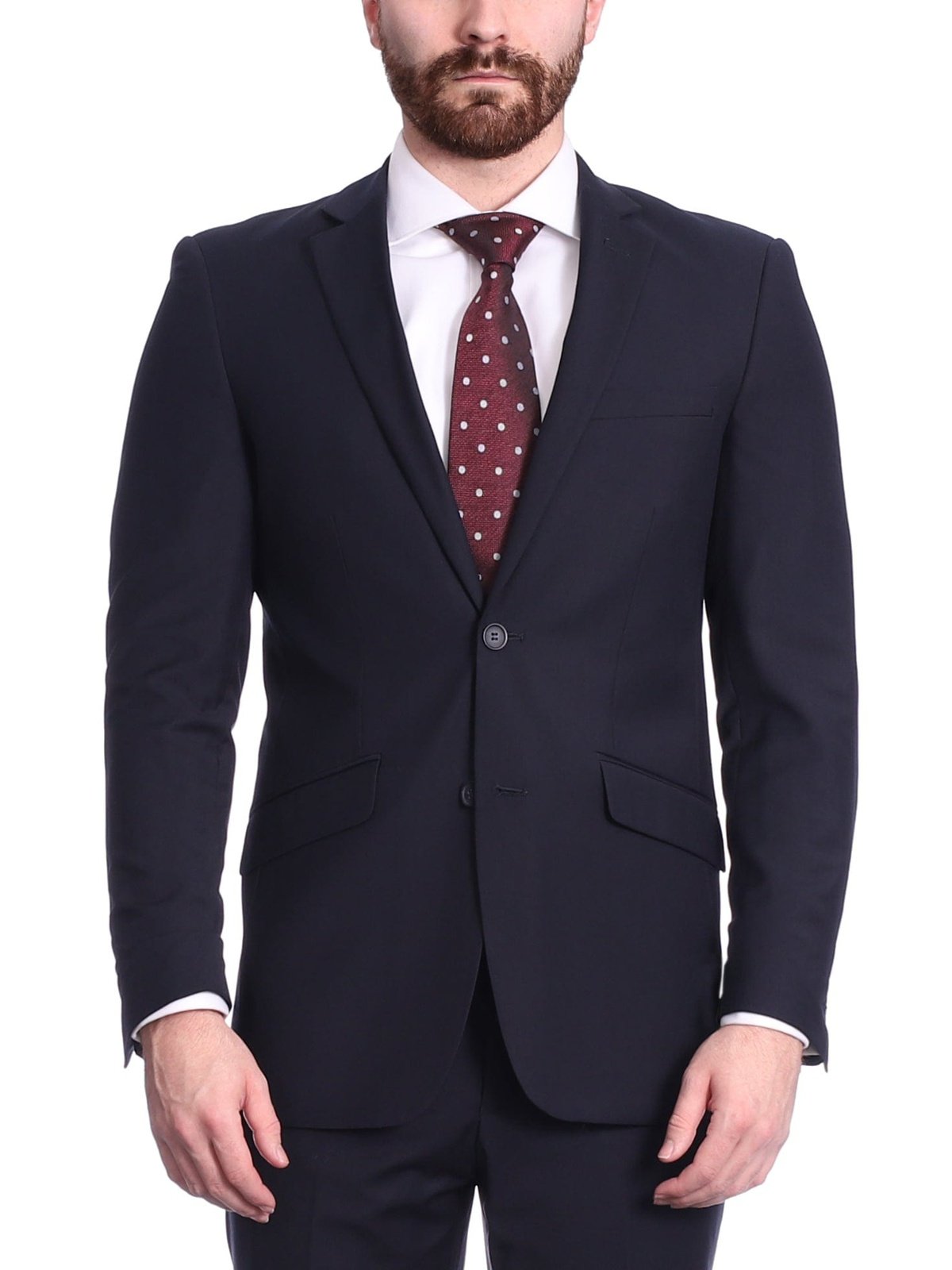 Raphael TWO PIECE SUITS Men's Raphael Slim Fit Solid Navy Blue Wool-touch Two Button 2 Piece Suit