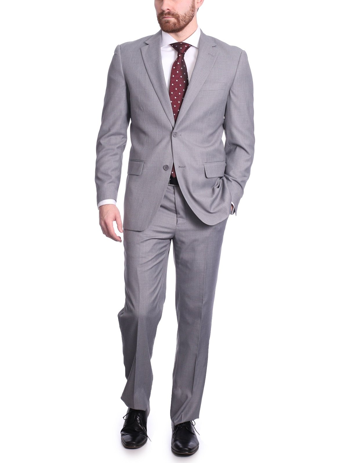 Raphael TWO PIECE SUITS Raphael Men's Slim Fit Light Gray Wool-touch Two Button 2 Piece Suit