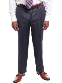 Thumbnail for Robert Graham SUITS Robert Graham Mens Gray Striped Wool Cashmere Slim Fit 2 Button Suit