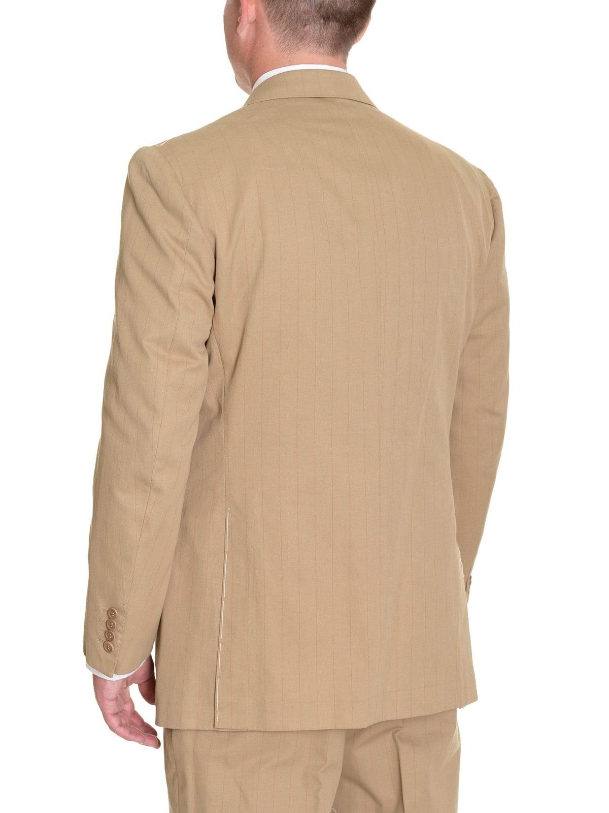 Sartoria Partenopea 40R 50 Tan Striped Unlined Cotton Cashmere Suit - The Suit Depot