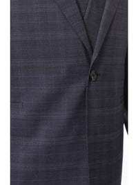 Thumbnail for Steven Land Sale Suits Steven Land Mens Blue Plaid 100% Wool Classic Fit 3 Piece Suit