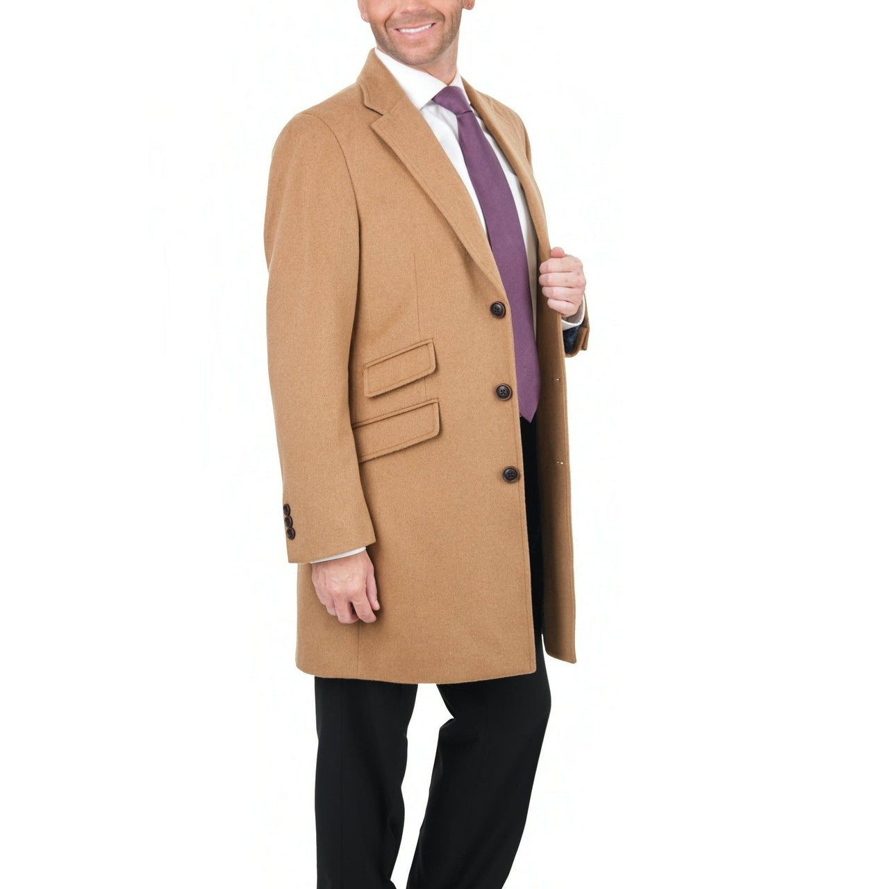 The Suit Depot OUTERWEAR The Suit Depot Men's Wool Cashmere Single Breasted 3/4 Length Top Coat