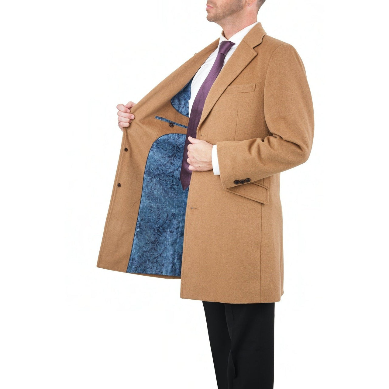 The Suit Depot OUTERWEAR The Suit Depot Men's Wool Cashmere Single Breasted 3/4 Length Top Coat